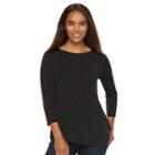 Women's Croft & Barrow&reg; Asymmetrical Jacquard Top, Size: Medium, Black