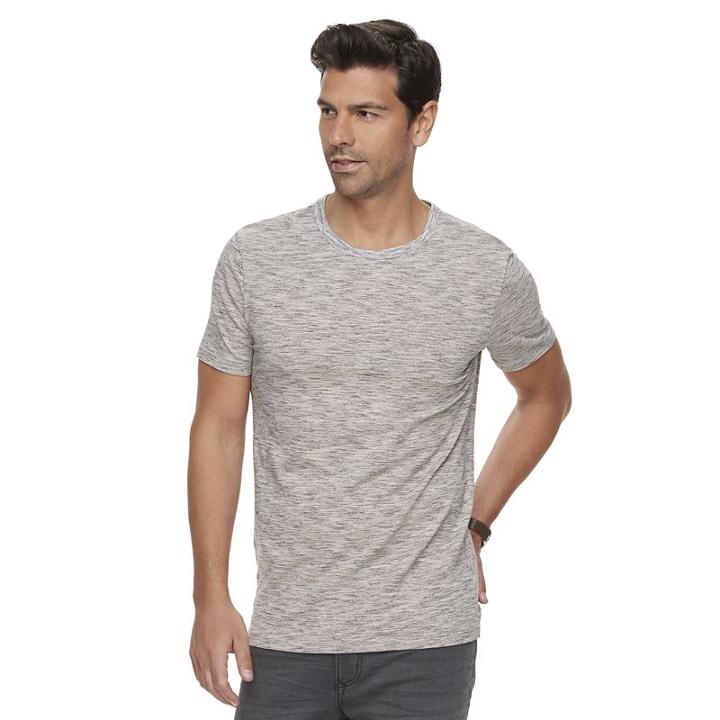 Men's Marc Anthony Slim-fit Texture-striped Stretch Crewneck Tee, Size: Large, Lt Beige