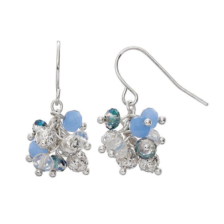 Chaps Blue Beaded Cluster Drop Earrings, Women's, Navy