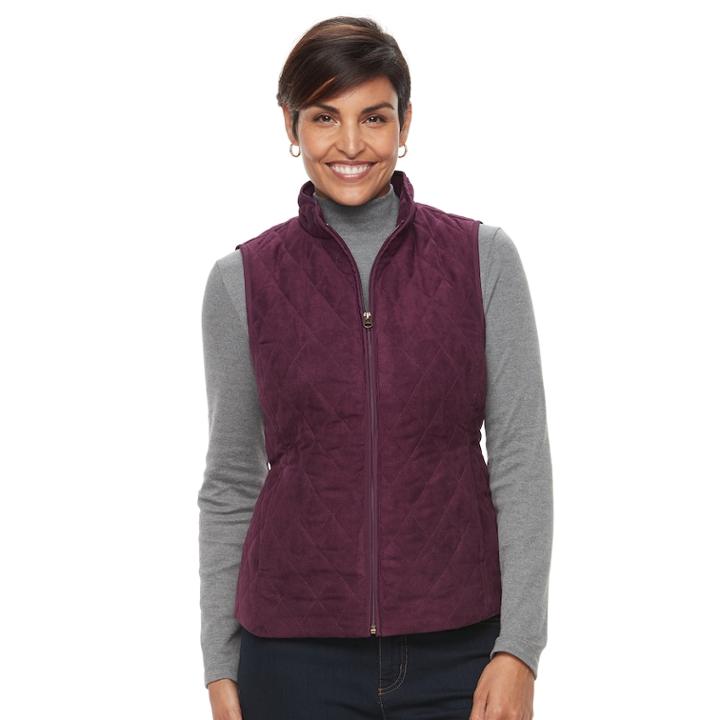 Women s Croft Barrow Quilted Vest Size Xxl Purple LookMazing
