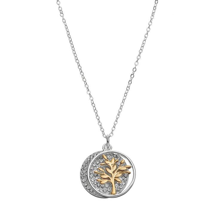 Silver Expressions By Larocks Two Tone Crystal Family Tree Disc Pendant, Women's, Grey