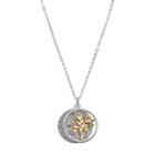 Silver Expressions By Larocks Two Tone Crystal Family Tree Disc Pendant, Women's, Grey