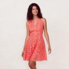 Women's Lc Lauren Conrad Lace Fit & Flare Dress, Size: 4, Lt Orange