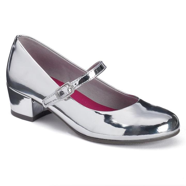 Sonoma Goods For Life&trade; Girls' Glossy Mary Jane Shoes, Girl's, Size: 4, Silver