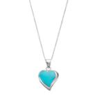 Sterling Silver Simulated Turquoise Heart Pendant Necklace, Women's, Size: 18, Turq/aqua