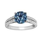 10k White Gold 3/4-ct. T.w. Blue And White Diamond Ring, Women's, Size: 5