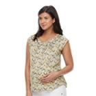 Maternity A:glow Print Pleated Tee, Women's, Size: M-mat, Brt Green