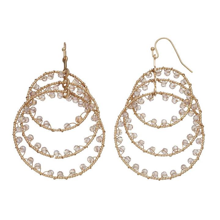 Graduated Triple Drop Hoop Earrings, Women's, Gold