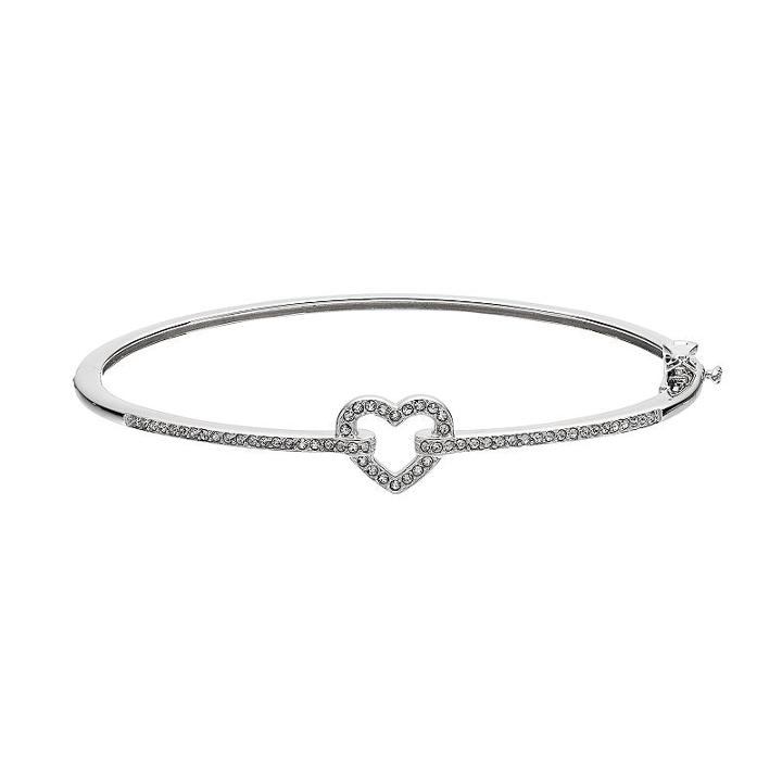 Diamond Splendor Sterling Silver Heart Bangle Bracelet, Women's, White