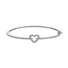 Diamond Splendor Sterling Silver Heart Bangle Bracelet, Women's, White