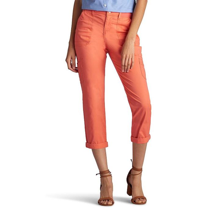 Lee, Women's Presley Crop Cargo Pants, Size: 14 Avg/reg, Med Red