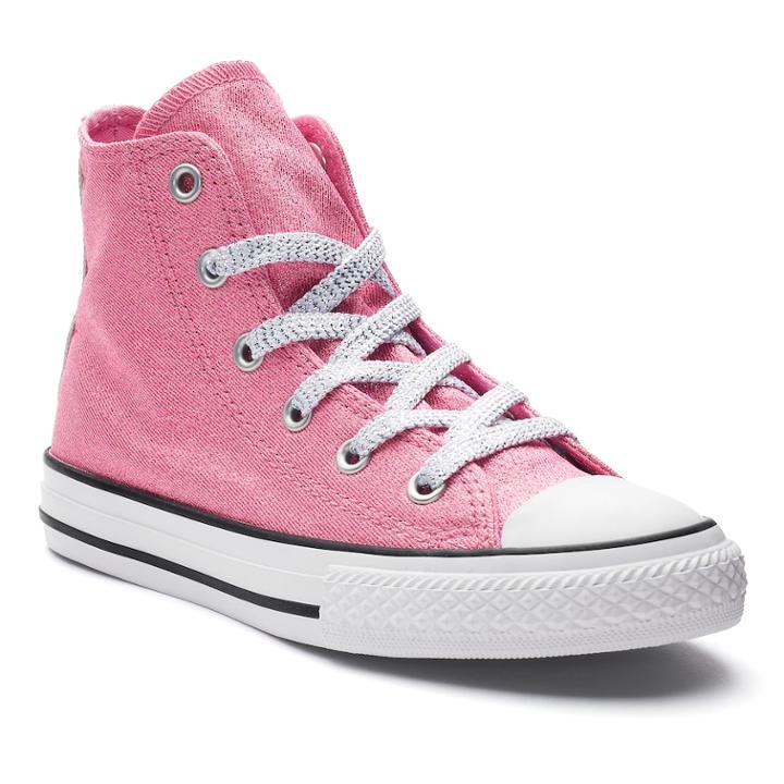Girls' Converse Chuck Taylor All Star Glitter High Top Sneakers, Size: 2, Pink