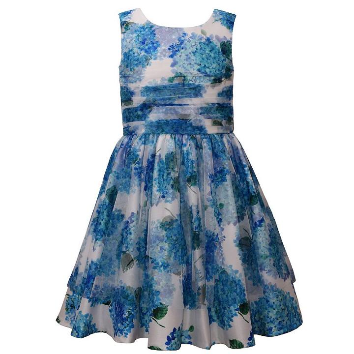 Girls 4-6x Jessica Ann Floral Shantung Dress, Girl's, Size: 5, Blue