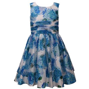 Girls 4-6x Jessica Ann Floral Shantung Dress, Girl's, Size: 5, Blue