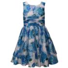 Girls 4-6x Jessica Ann Floral Shantung Dress, Girl's, Size: 5, Blue