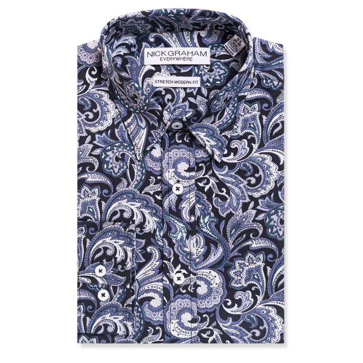 Men's Nick Graham Everywhere Modern-fit Stretch Dress Shirt, Size: 2x-36/37, Black