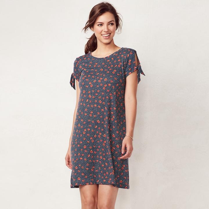 Women's Lc Lauren Conrad Tie-sleeve Swing Dress, Size: Large, Blue (navy)