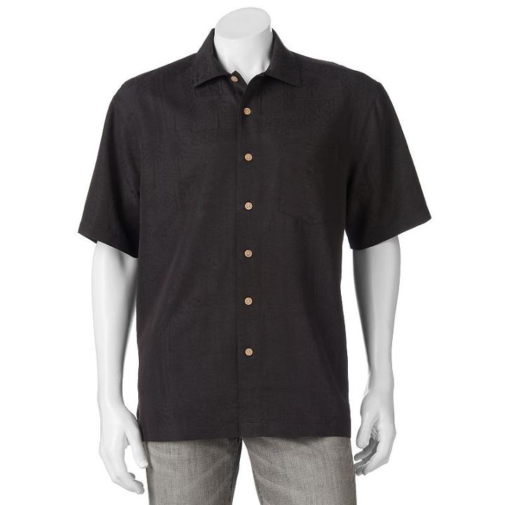 Men's Batik Bay Silk Blend Button-down Shirt, Size: Xxl, Black