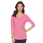 Women's Croft & Barrow&reg; Pieced Tiered V-neck Tee, Size: Medium, Med Pink