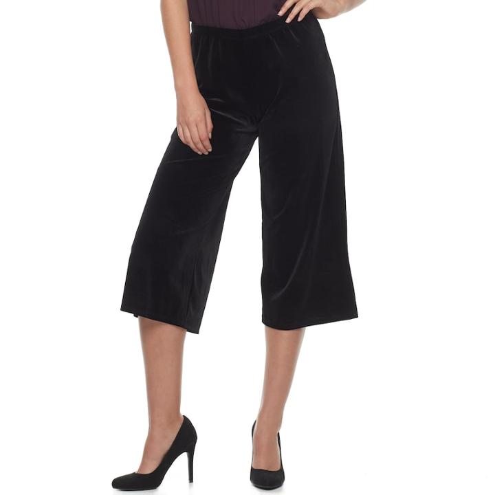 Women's Double Click Velvet Capris, Size: Small, Black