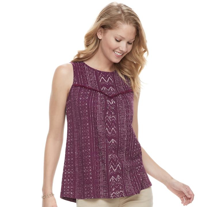 Women's Sonoma Goods For Life&trade; Fringe Tank, Size: Xl, Dark Pink
