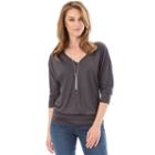 Women's Apt. 9 3/4-sleeve Banded Bottom Top, Size: Regular, Black