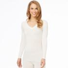 Women's Cuddl Duds Softwear V-neck Top, Size: Large, Lt Beige