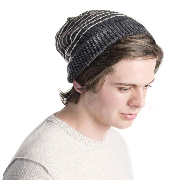 Muk Luks, Men's Striped Beanie, Grey