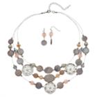 Composite Shell Multi Strand Necklace & Drop Earring Set, Women's, Med Orange