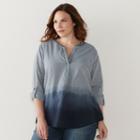 Plus Size Sonoma Goods For Life&trade; Dip-dyed Roll-tab Shirt, Women's, Size: 2xl, Blue