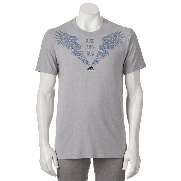 Men's Adidas Rise & Run Tee, Size: Large, Med Grey