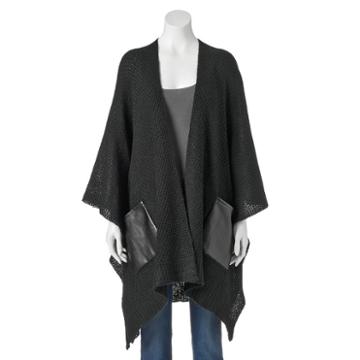 Lenore By La Regale Sweater Knit Kimono, Women's, Black