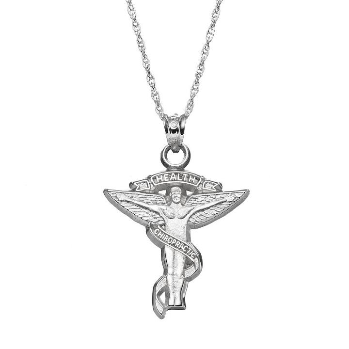 Logoart Sterling Silver Chiropractic Caduceus Pendant Necklace, Women's, Size: 18, Grey