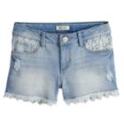 Girls 7-16 & Plus Size Mudd&reg; Crochet Trim Denim Shorts, Size: 8, Med Blue