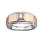 Men's Two Tone 10k Gold 1/4 Carat T.w. Diamond Wedding Band, Size: 10, White