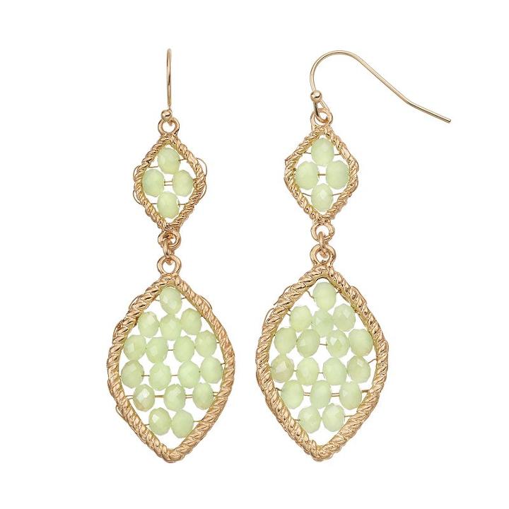 Gs By Gemma Simone Woven Marquise Nickel Free Double Drop Earrings, Women's, Green