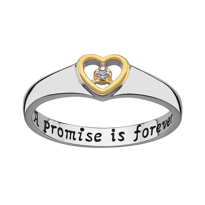 Sweet Sentiments Gold Over Silver And Sterling Silver Diamond Accent Heart Ring, Women's, Size: 8, Grey