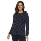 Women's Croft & Barrow&reg; Crewneck Sweatshirt, Size: Large, Dark Blue