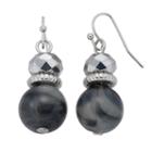 Gray Marbled Bead Nickel Free Linear Drop Earrings, Women's, Grey