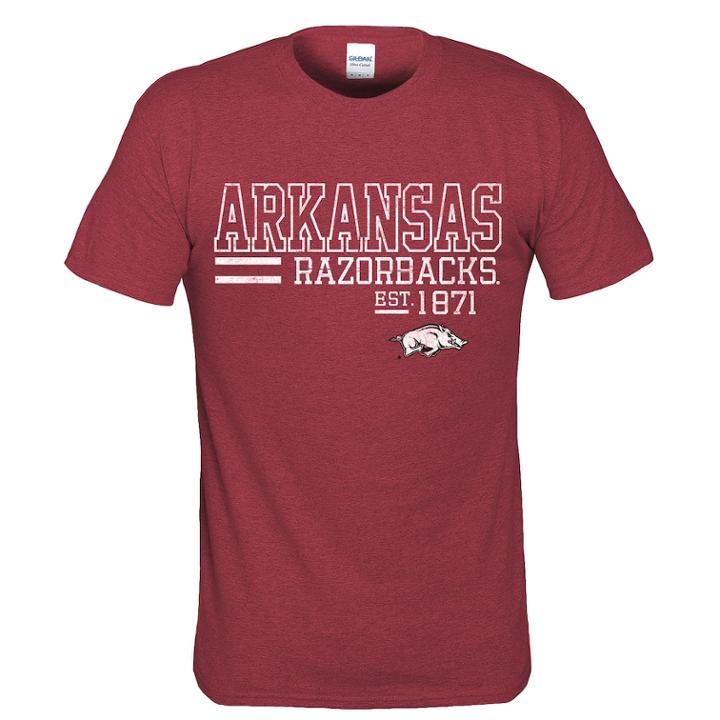 Men's Arkansas Razorbacks Right Stack Tee, Size: Medium, Med Red