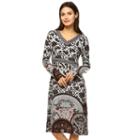 Women's White Mark Print Midi Sweaterdress, Size: Medium, Brown