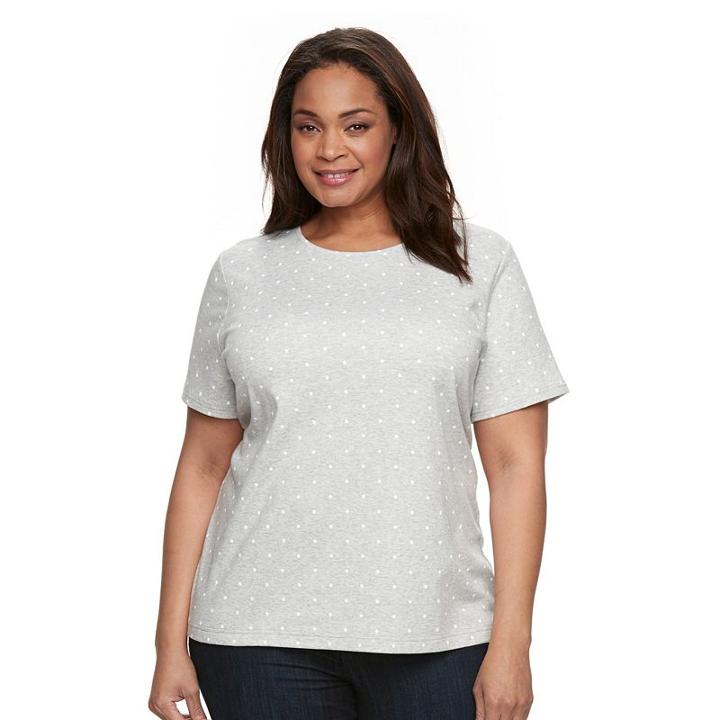 Plus Size Croft & Barrow&reg; Essential Crewneck Tee, Women's, Size: 2xl, Light Grey