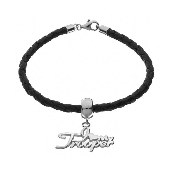 Insignia Collection Sterling Silver & Leather I Love My Trooper Bracelet, Women's, Size: 7.5, Multicolor