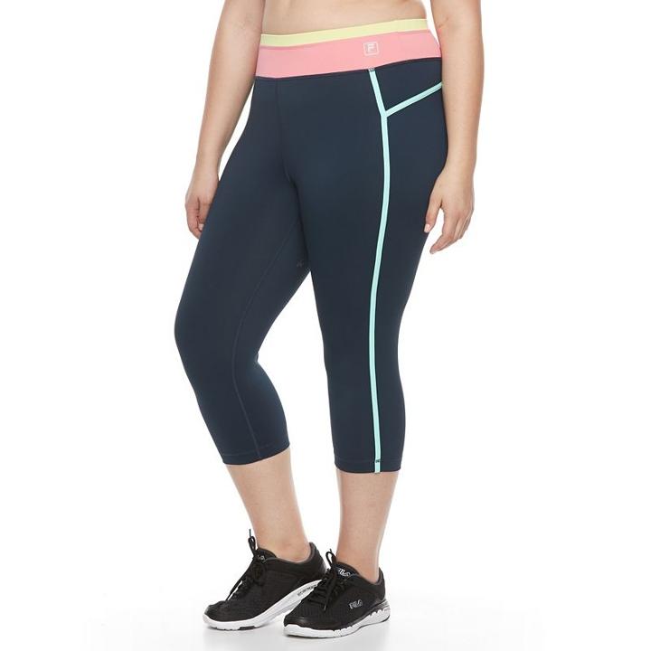 Plus Size Fila Sport&reg; Colorblock Yoga Capris, Women's, Size: 1xl, Blue (navy)