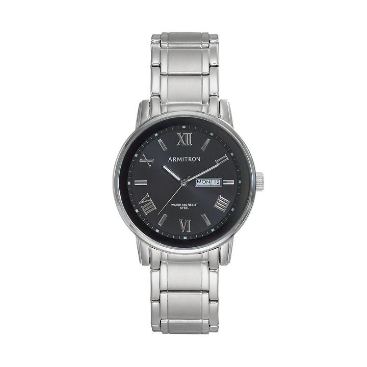 Armitron Men's Stainless Steel Watch - 20/4935bksv, Size: Large, Silver
