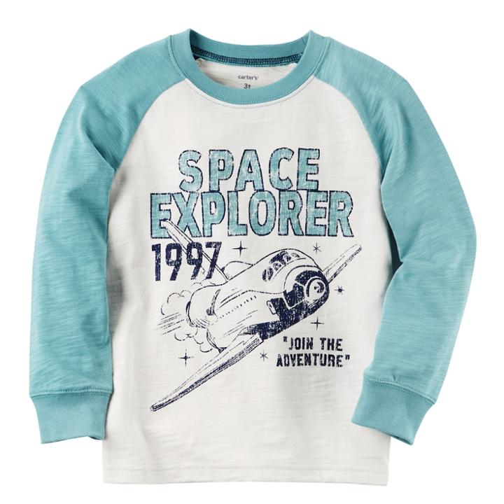 Boys 4-8 Carter's Space Explorer Raglan Graphic Tee, Size: 8, White Oth