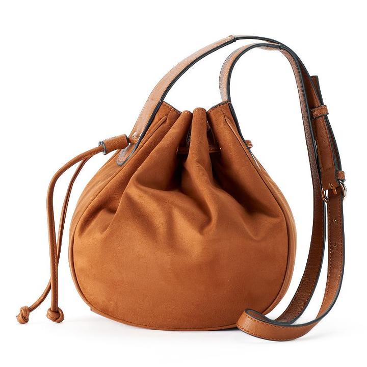 Lc Lauren Conrad German Soft Bucket Bag, Women's, Dark Brown