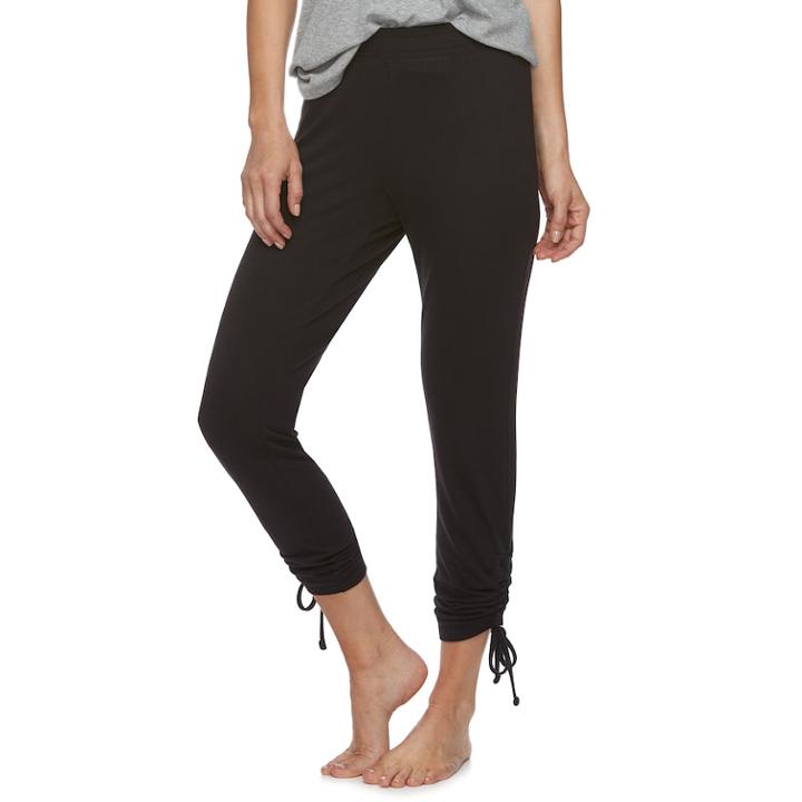 Plus Size Sonoma Goods For Life&trade; Ruched Drawstring Lounge Pants, Women's, Size: Medium, Black