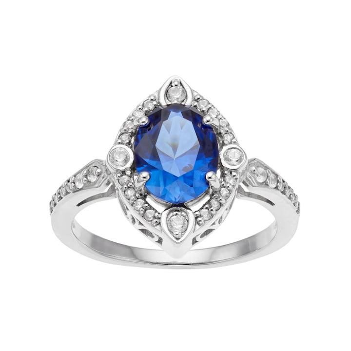 Sterling Silver Lab-created Sapphire Marquise Ring, Women's, Size: 7, Blue