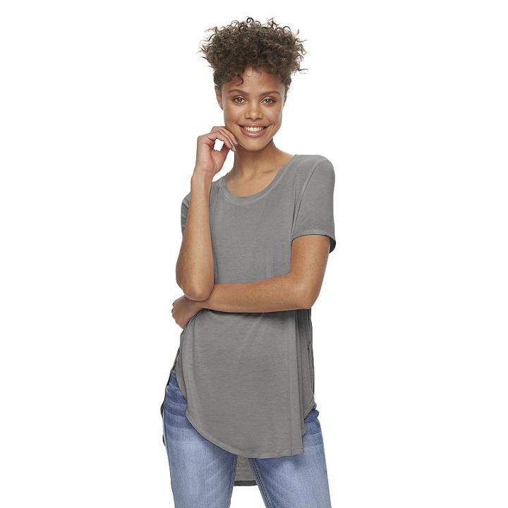 Juniors' Mudd&reg; High-low Shirttail Tee, Girl's, Size: Xs, Med Grey